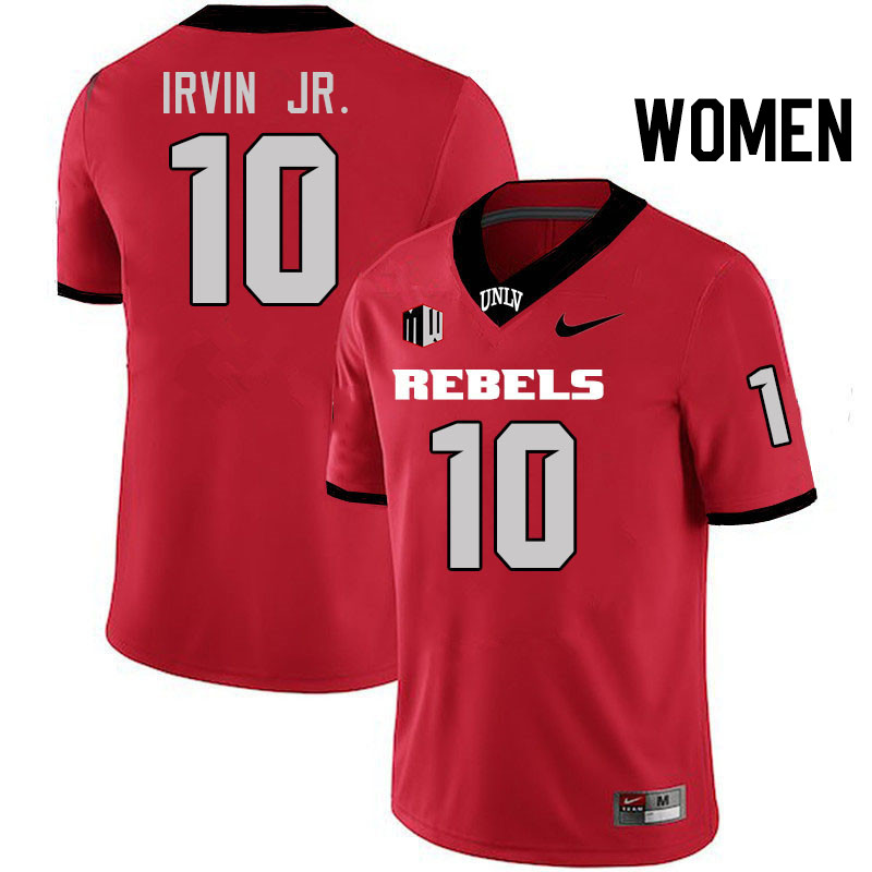 Women #10 DeAngelo Irvin Jr. UNLV Rebels College Football Jerseys Stitched-Scarlet